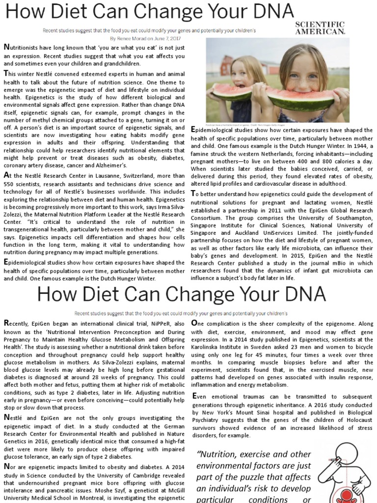 How Diet Can Change Your DNA PDF Obesity