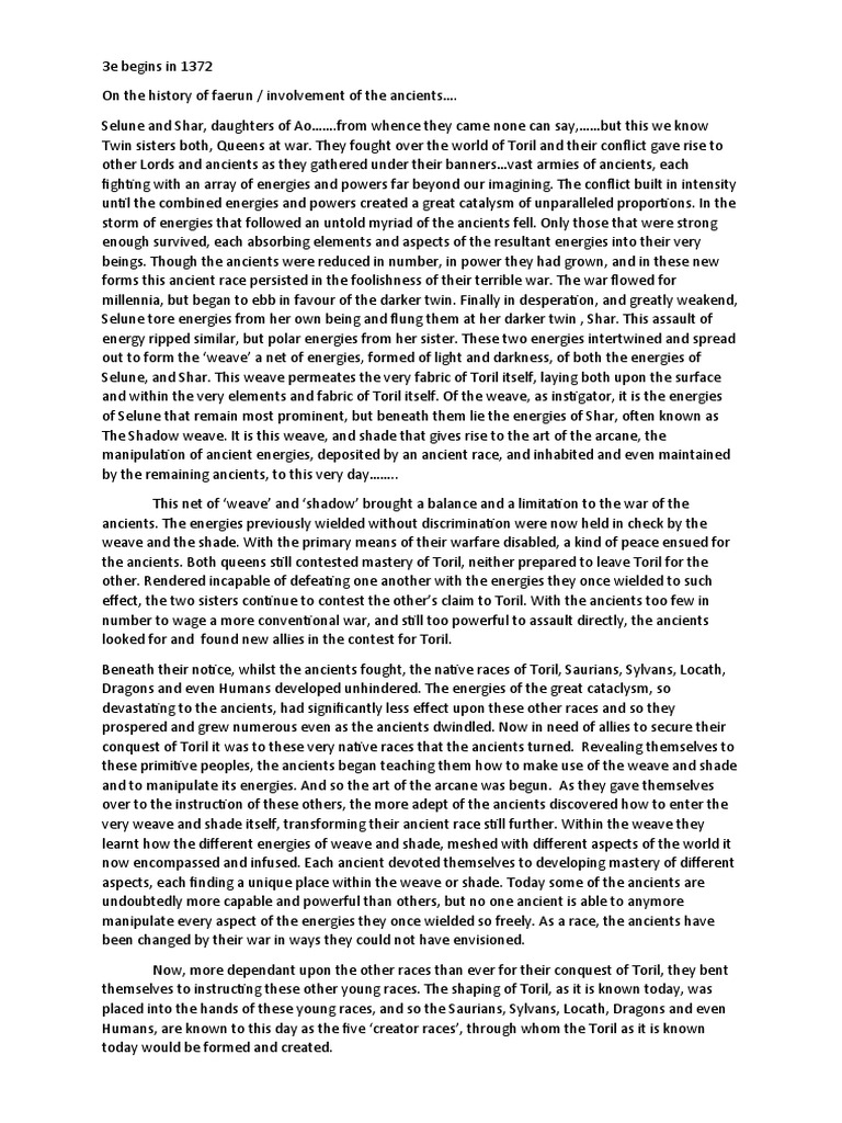 History of Faerûn's Creator Races | PDF | Elf (Dungeons & Dragons ...