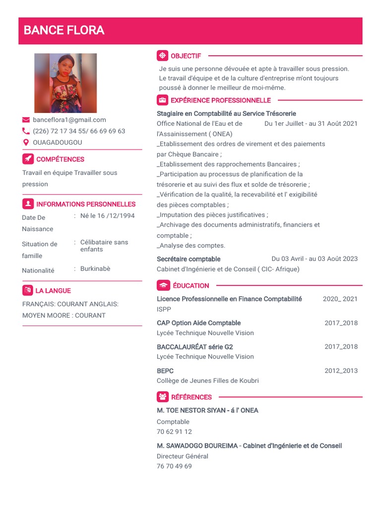 CV de Bance Flora - Comptabilité | PDF | Comptabilité | Économie
