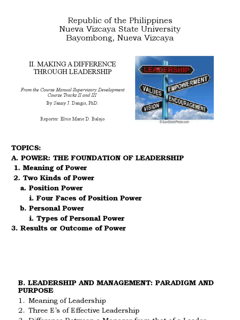 Making A Difference Through Leadership Pdf Career Growth Self