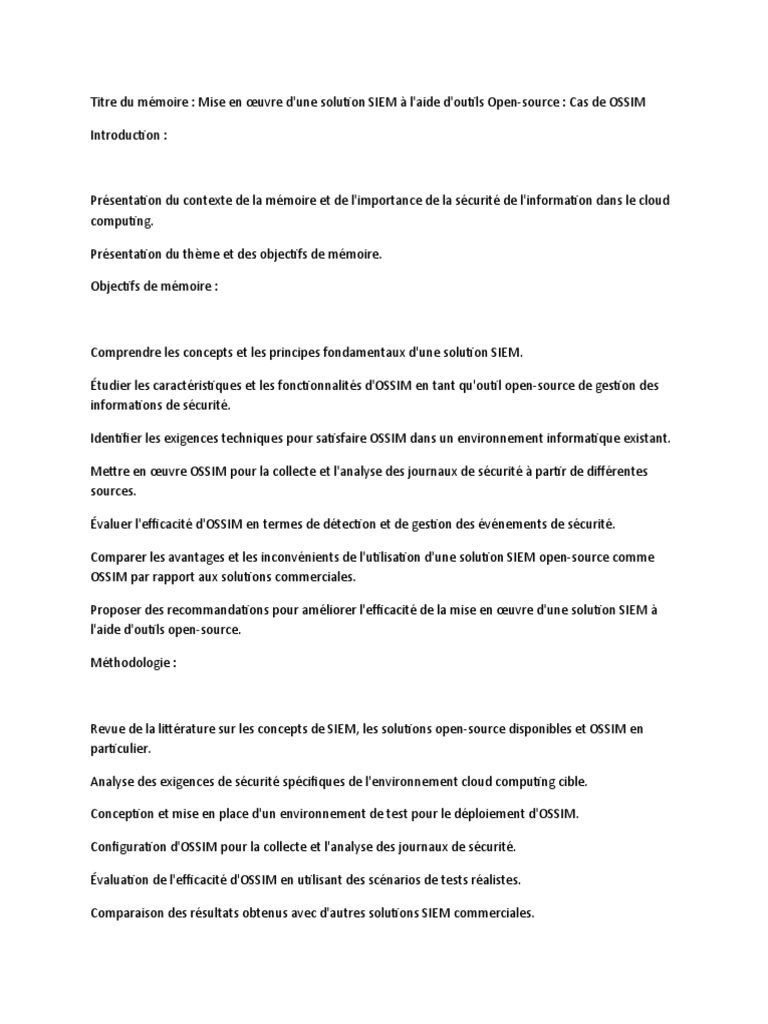 OSSIM : SIEM Open-Source en Cloud | PDF