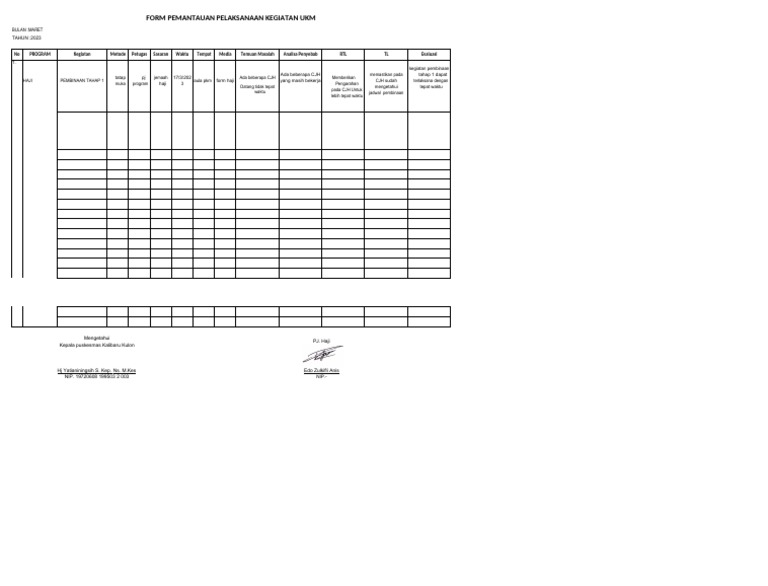 FORM PEMANTAUAN Haji | PDF