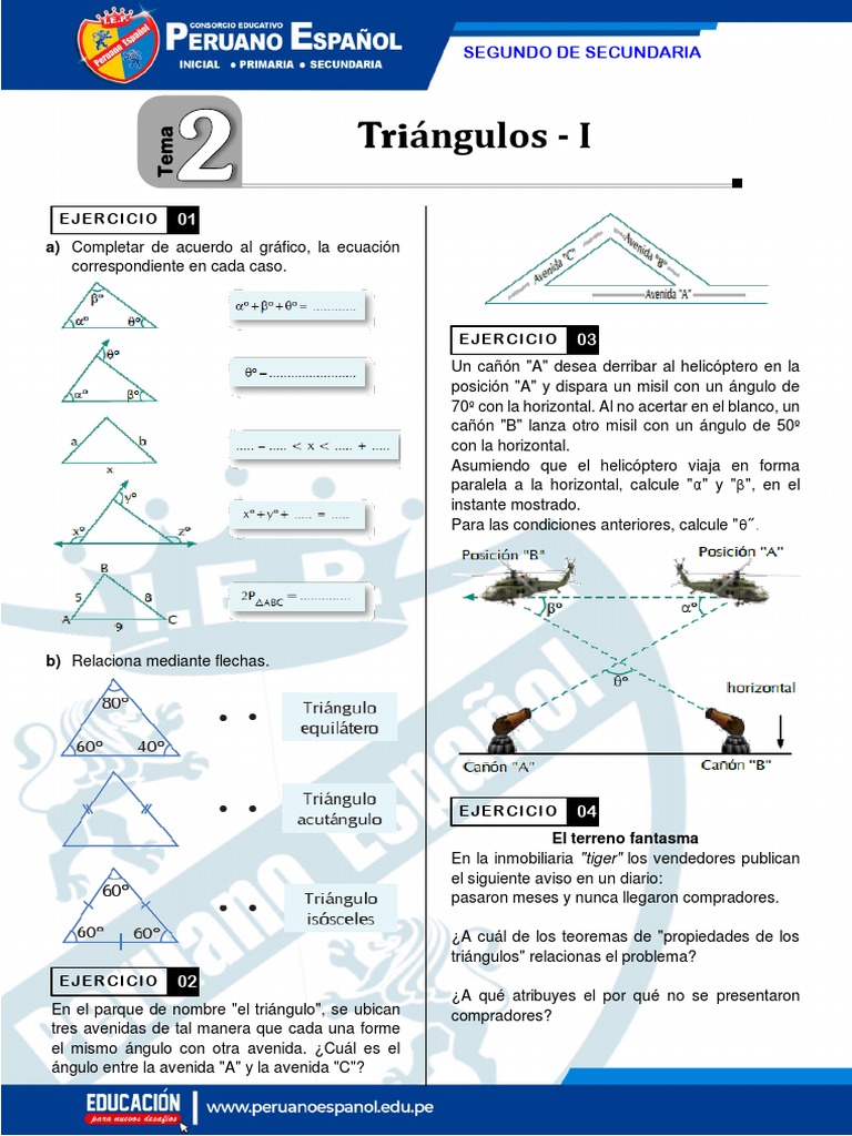Ejercicios de Triángulos para Secundaria | PDF