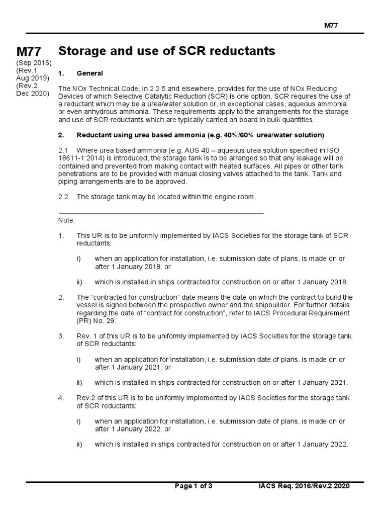 4storage and Use of SCR Reductants | PDF