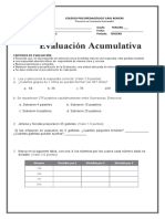 Evaluación Acumulativa Matemáticas 3° 3P 2023