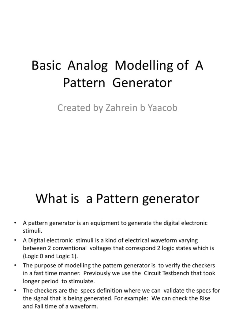 Basic Analog Pattern Generator Modeling | PDF