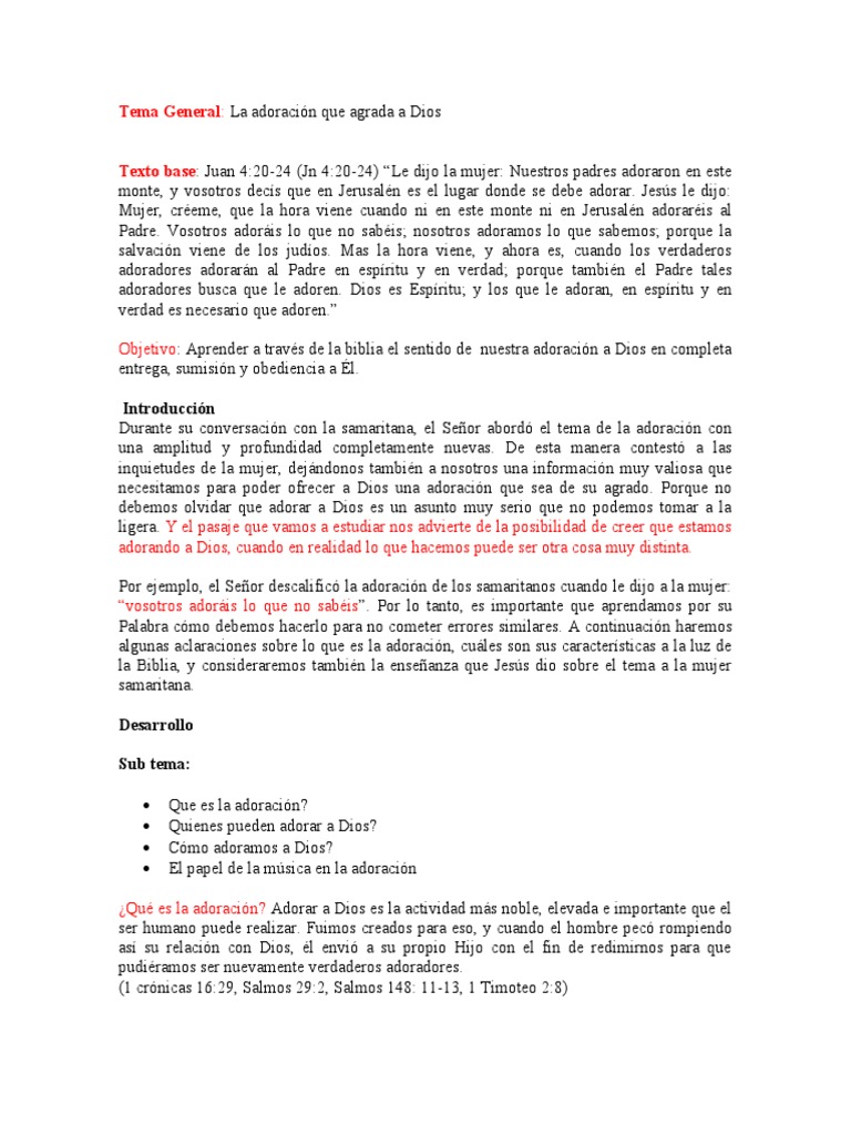 La Adoración Que Agrada A Dios | PDF | Jesús | Dios
