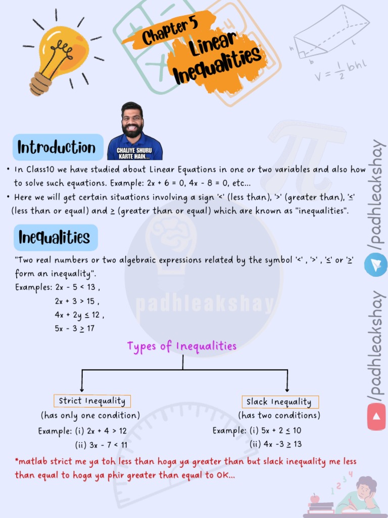 Linear Inequalities Class 11 Jee Pdf Inequality Mathematics