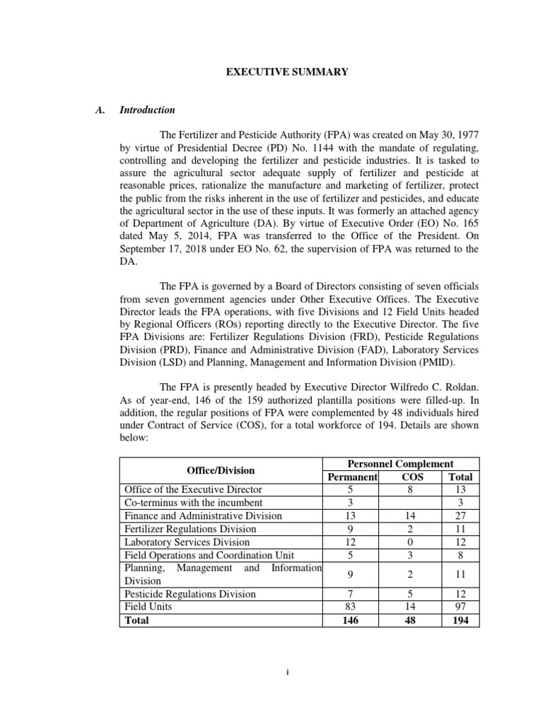 Fertilizer and Pesticide Authority Executive Summary 2020 PDF