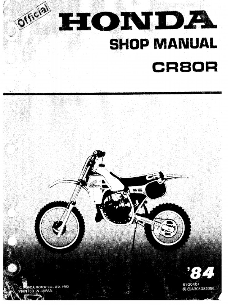 Honda CR 80 R '84 85 - Service Manual | PDF