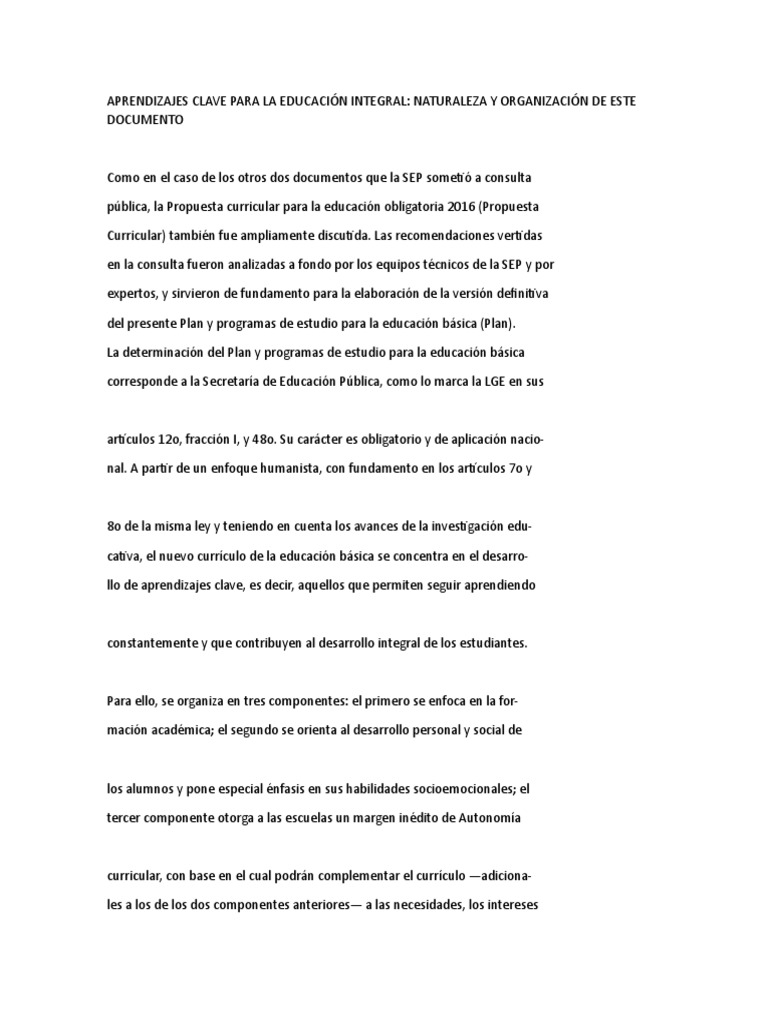 Aprendizajes Clave para La Educación Integral | PDF | Educación ...