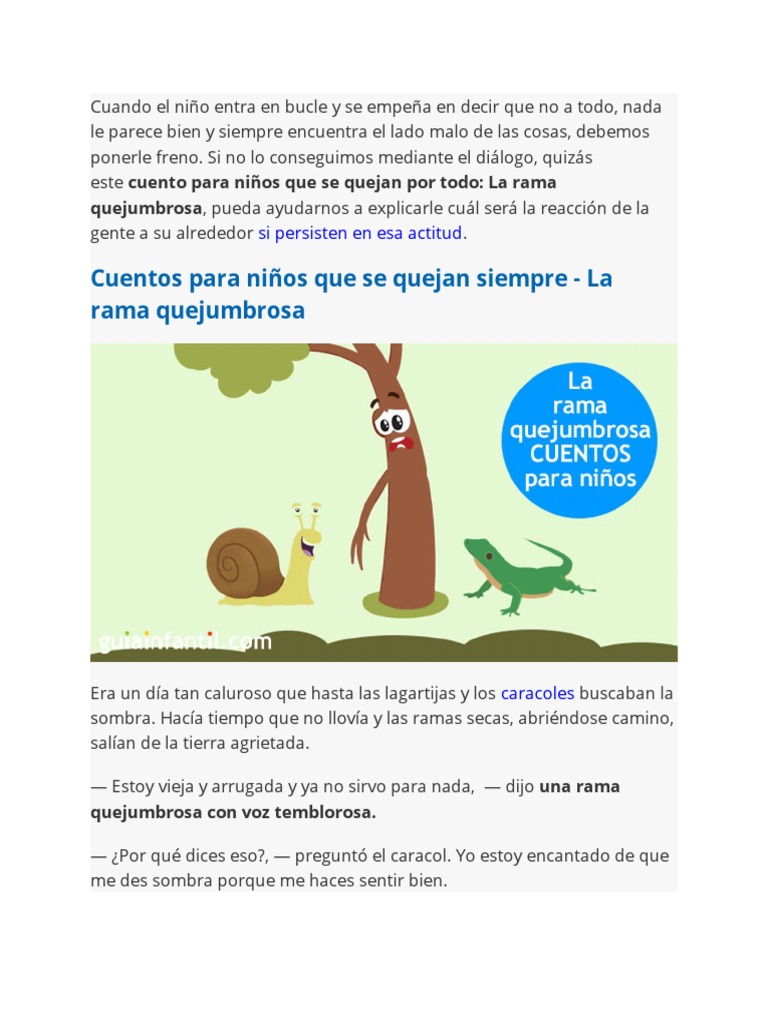 La Rama Quejumbrosa: Cuento Infantil | PDF | Libros para adolescentes ...