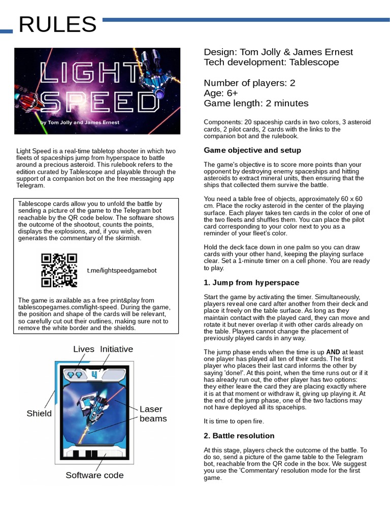 Light Speed Game Overview | PDF