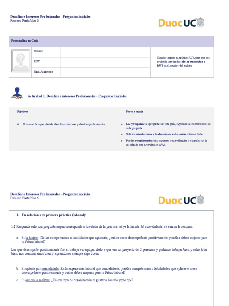 Desafíos e Intereses Profesionales - APP6 - Inicial | PDF | Cognición