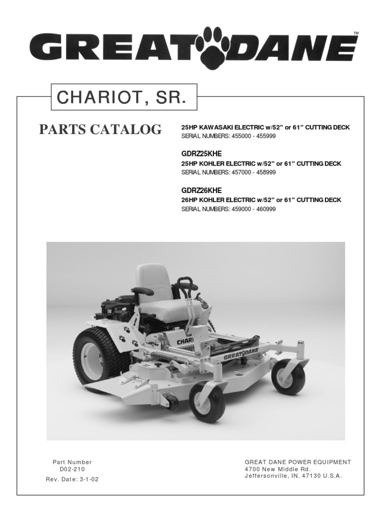Great Dane 61" Zero Turn Parts Catalog Download Free PDF Belt