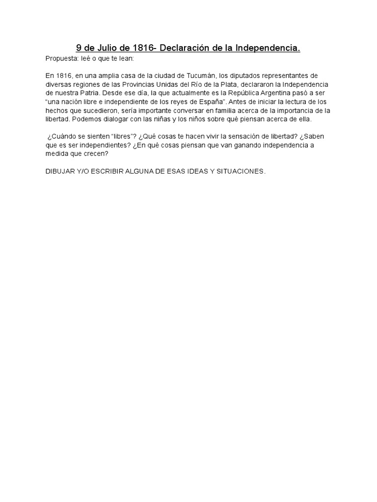 9 de Julio de 1816 - Declaración de La Independencia | PDF