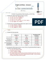 Mass and Weight Worksheet - The Answers