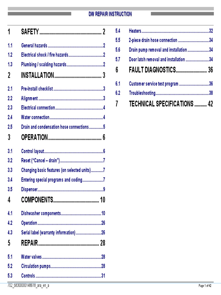 Bosch Dishwasher Repair Manual PDF Pump Dishwasher