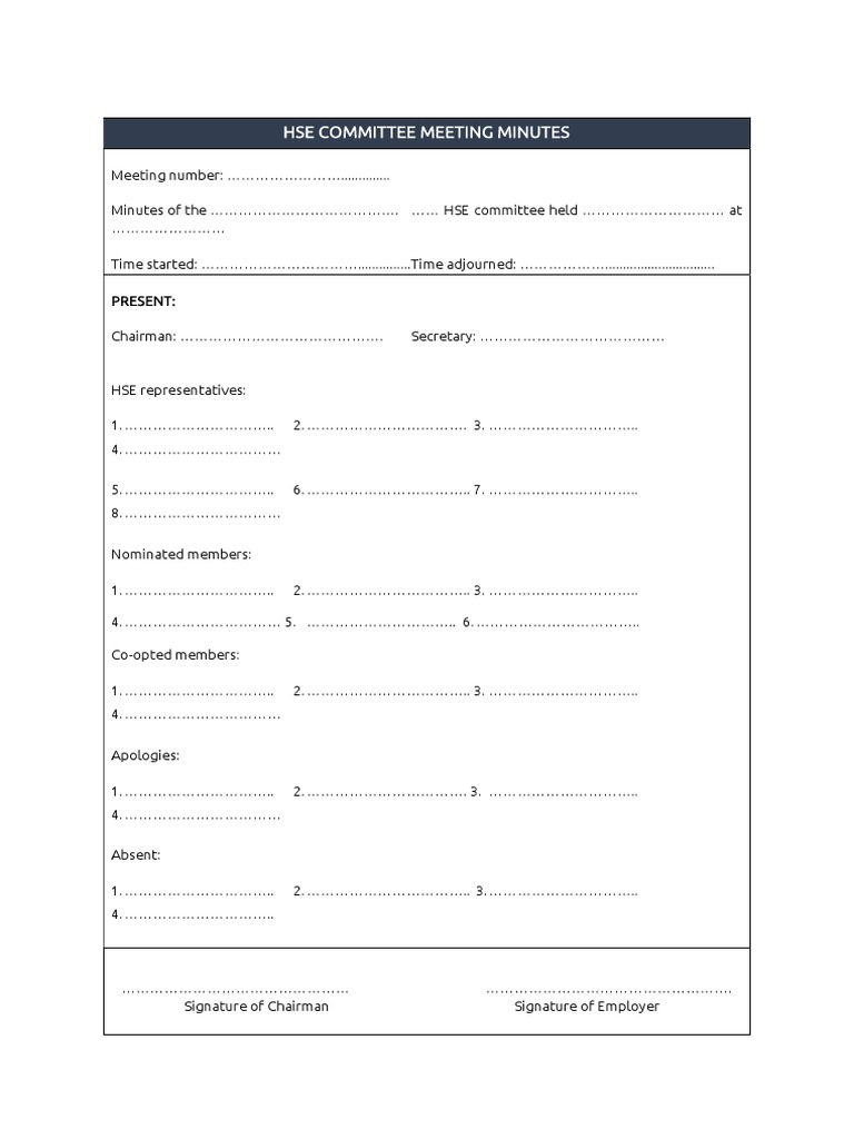 HSE Committee Meeting Minutes Template | PDF | Government