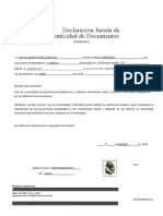 Declaración Jurada de Autenticidad de Documentos