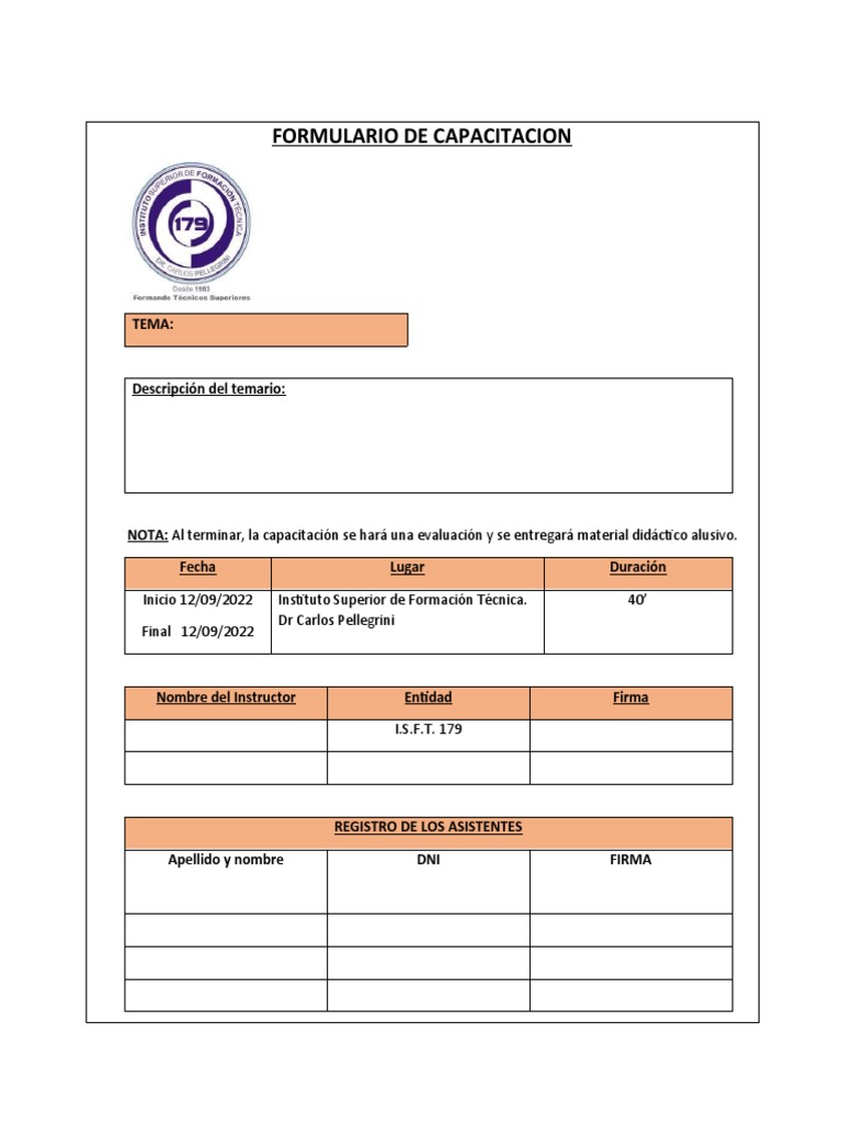 Formulario de Capacitación Laboral | PDF | Derecho