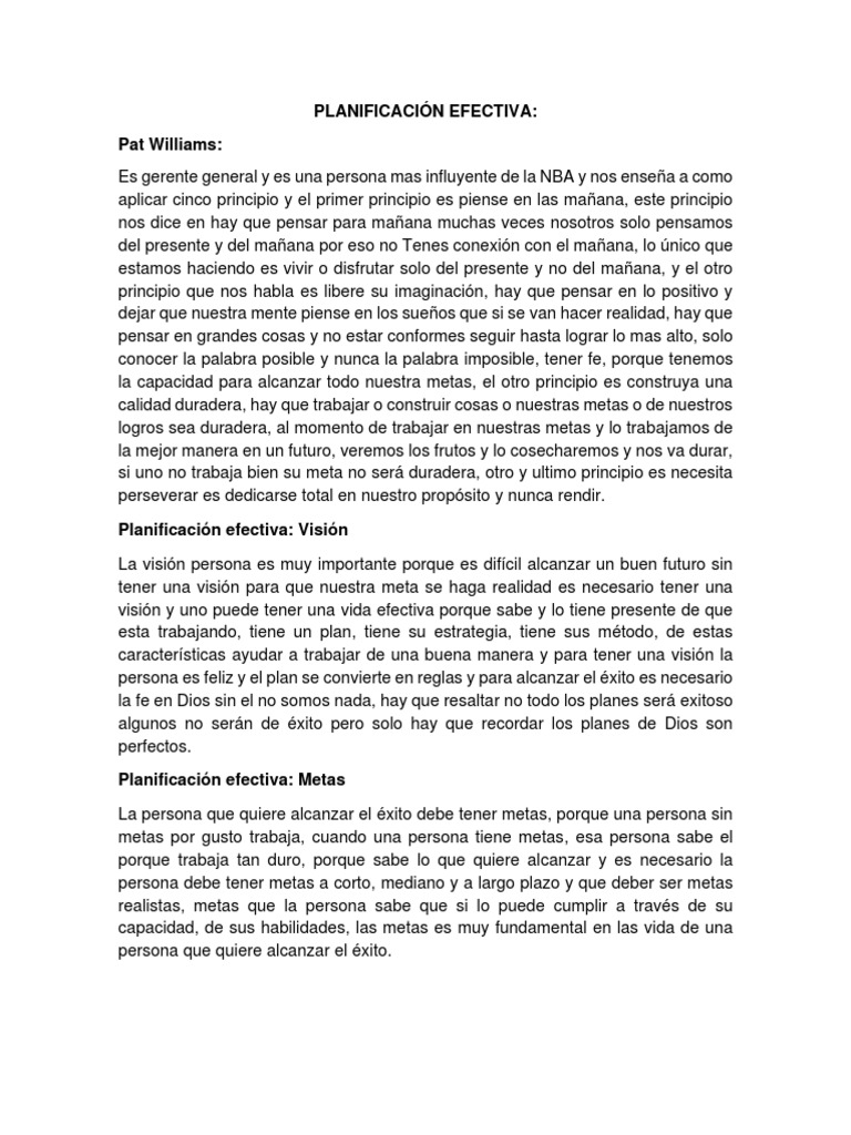 Principios de Planificación Efectiva | PDF | Crecimiento personal y ...