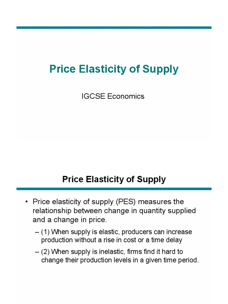 Price Elasticity of Supply PDF Supply (Economics) Price