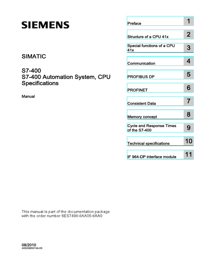 S7-400 Automation System, CPU Specifications Manual | PDF | Network ...