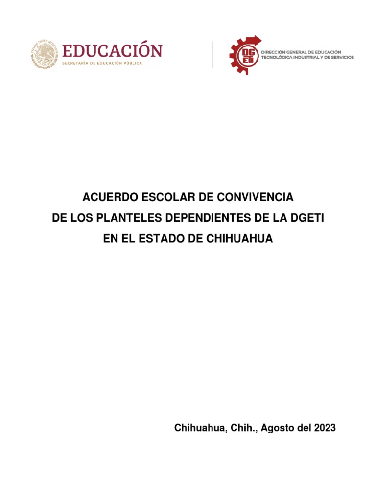Acuerdo escolar de convivencia dgeti ciclo escolar 2023 2024 pdf