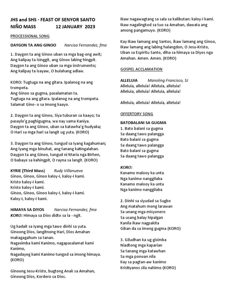 12-january-2023-jhs-and-shs-feast-of-senyor-santo-nino-mass-songs-pdf
