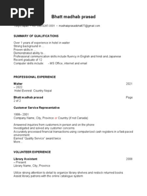 canada cv copy