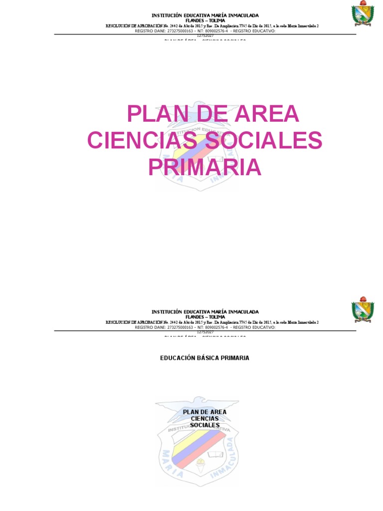 Plan de Área de Ciencias Sociales 2019 | PDF | Plan de estudios ...