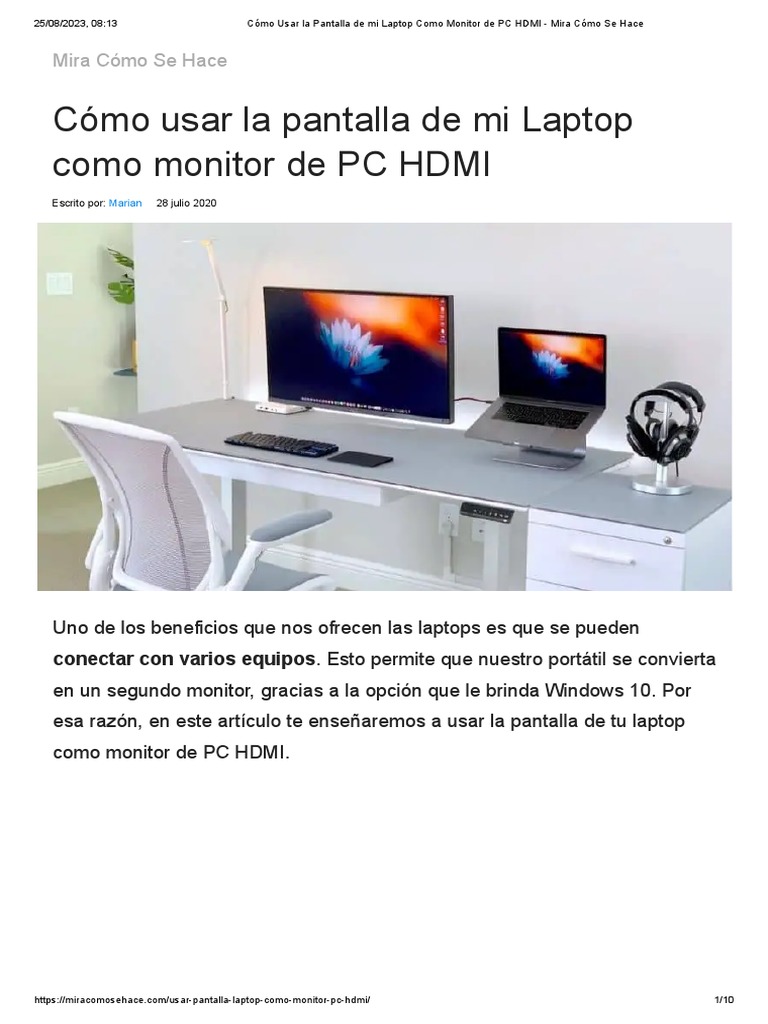 Cómo Usar la Pantalla de mi Laptop Como Monitor de PC HDMI Mira Cómo