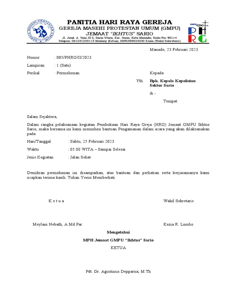 Doa syafaat bagi panitia hari raya gereja