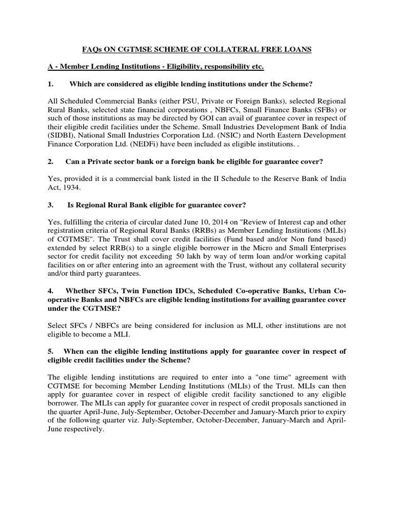 Credit Guarantee Trust For Micro Small Enterprises (CGTMSE) PDF