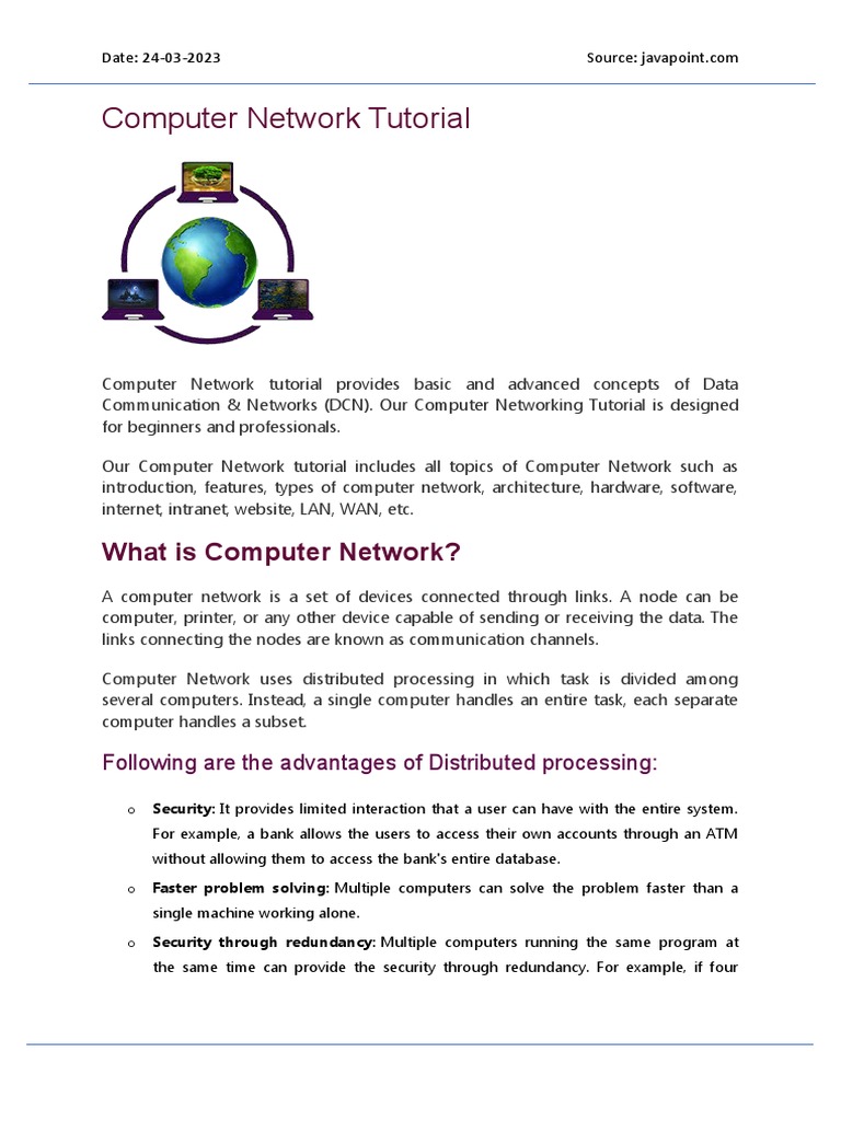Computer Network Tutorial PDF Network Topology Computer Network