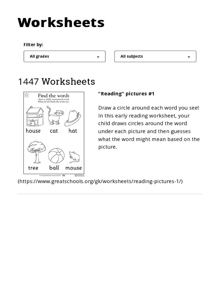 Worksheets Word Lists And Activities Greatschools Pdf