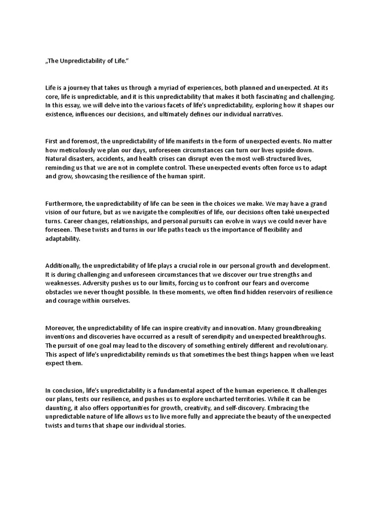 The Unpredictability Of Life Pdf Psychological Resilience Creativity