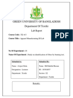 Green University of Bangladesh Department of Textile: Lab Report