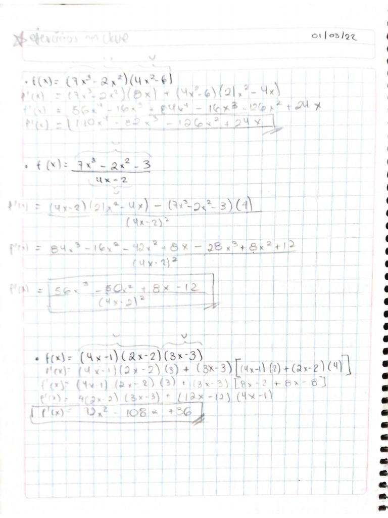 Derivadas con formulas basicas pdf