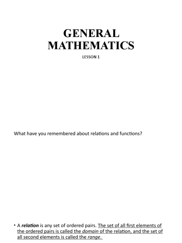Gen Math Q1 Lesson 1 | PDF | Function (Mathematics) | Mathematics