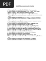 LIst of Python Programs