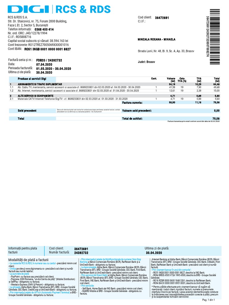 Factura Digi 01 Martie-30 Aprilie | PDF