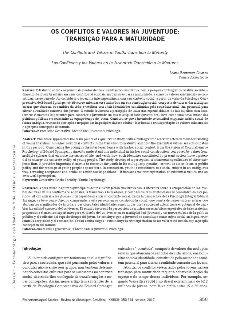 Conflitos e Valores na Juventude | PDF | Psicologia | Sociologia