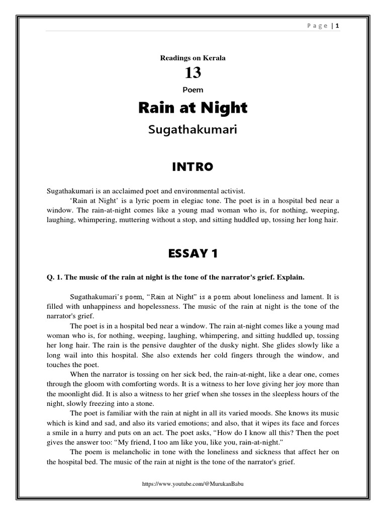 Rain at night complete notes pdf