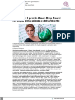 Venezia 80: il Green Drop Award nel segno dell'ambiente - Il Giornale d'Italia.it, 30 agosto 2023