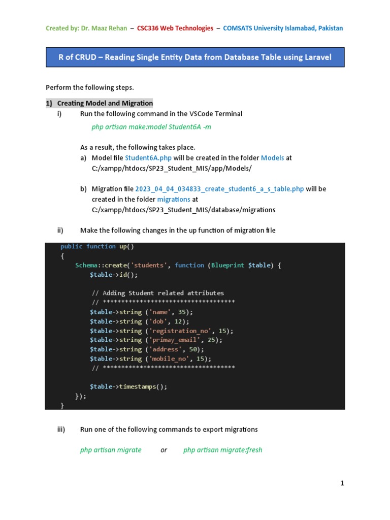 02 1 CRUD Tutorial Reading Data Entitytype Student 07apr23 | PDF ...