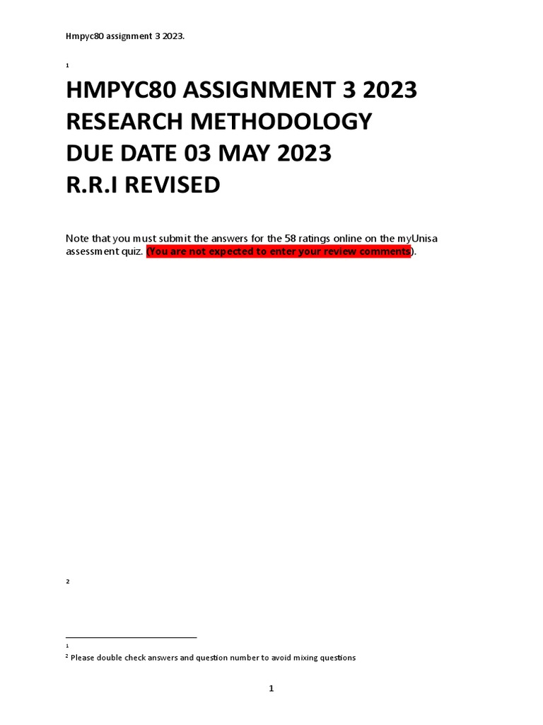 HMPYC80 Assignment 3 Guidelines 2023 | PDF | Citation | Theory