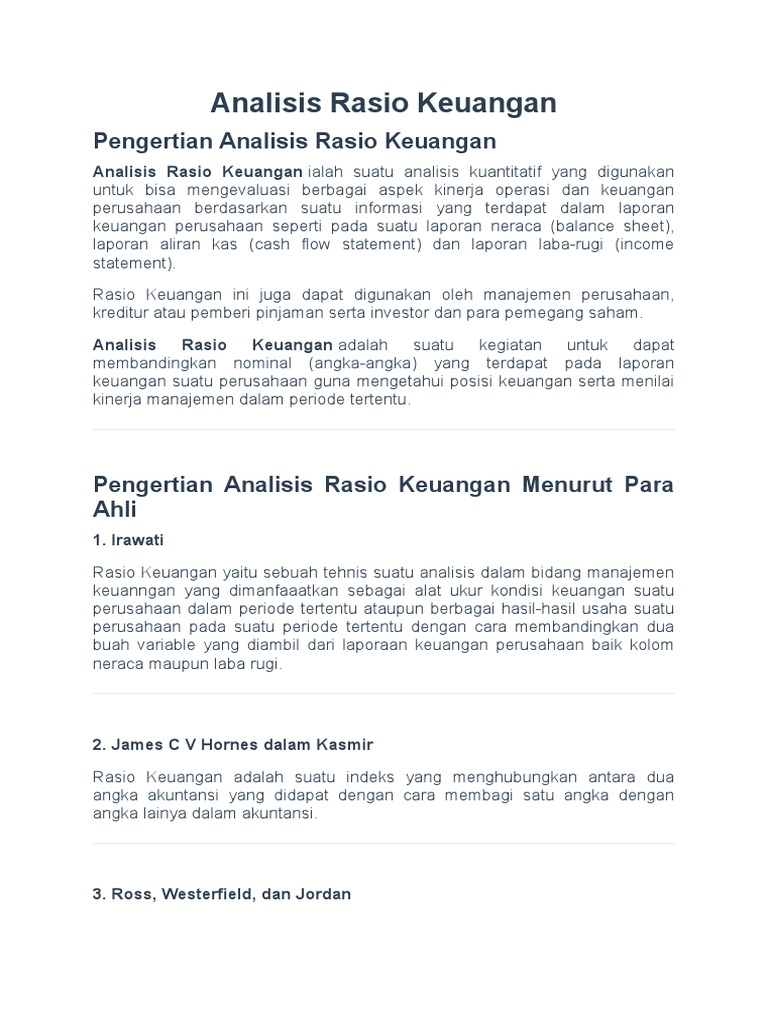 Rumus Analisis Rasio Keuangan | PDF