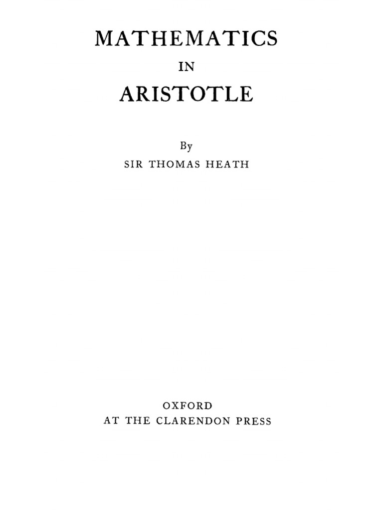 T. Heath Mathematics in Aristotle PDF